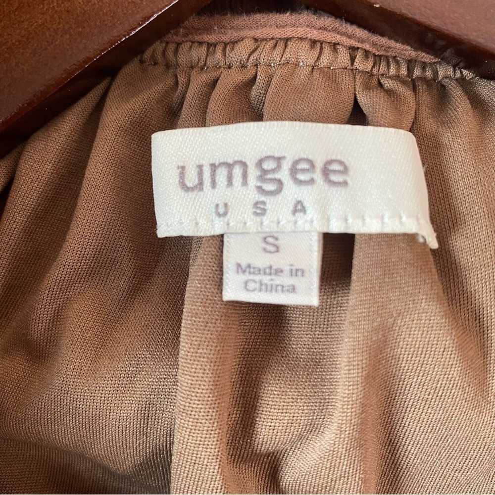 Umgee Women’s Brown Dress Ivory Crochet Trim Round Neck Boho Lined Size Small - Picture 5 of 8